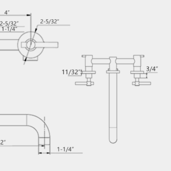 Brushed Nickel Two Handle Wall Mounted Roman Tub Faucet - Picture 5 of 5